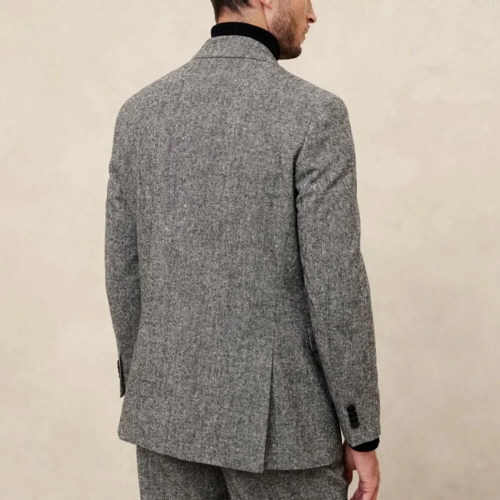 Banana Republic Men's Tailored-Fit Donegal Suit Jacket, Light Gray, 40S, EUC